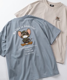 【71】【TOM&JERRY/トムとジェリー】アップリケ サガラ刺繍 クルーネックTシャツ/ユニセックス/レディース/メンズ