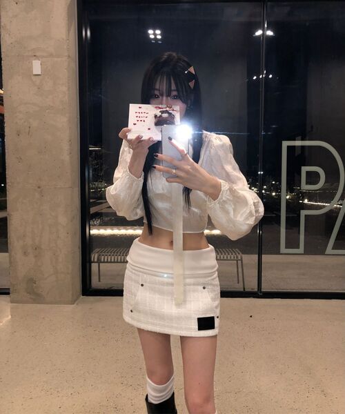 ETRE AU SOMMET(エトレオソメ)の「Rib Hoodie Pocket Tweed Skirt ( WHITE )(スカート・レディース・その他・FREE)」の3枚目の写真