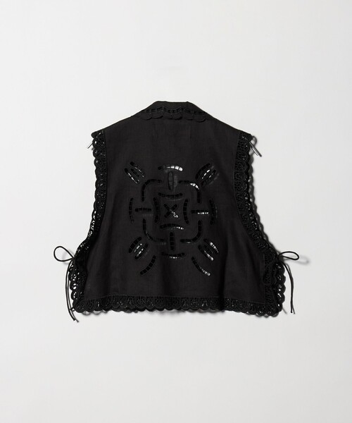 dahl'ia（ダリア）の「＜dahl’ia＞カットワーク ベスト（ベスト・レディース・ホワイト/ブラック・FREE）」の3枚目の写真