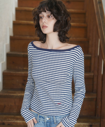 HEEARI（ヒアリー）の「ヘッダーストライプロングスリーブ_アイボリー（Tシャツ/カットソー）」