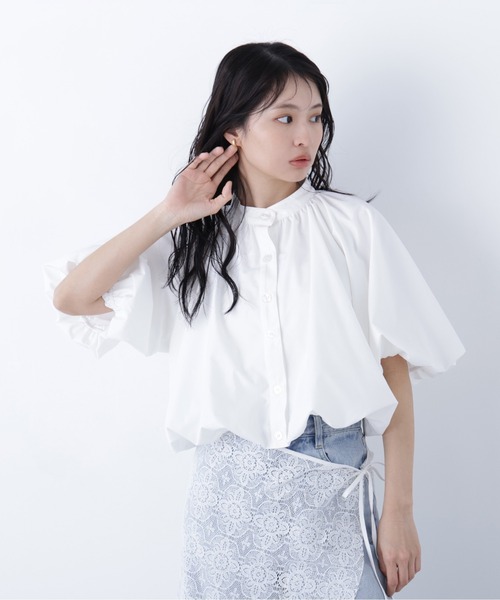 N.(N. Natural Beauty Basic)(エヌエヌナチュラルビューティーベーシック)の「バルーンシャツ(シャツ/ブラウス・レディース・ブラック/オフホワイト/ピンク・フリ-)」の1枚目の写真