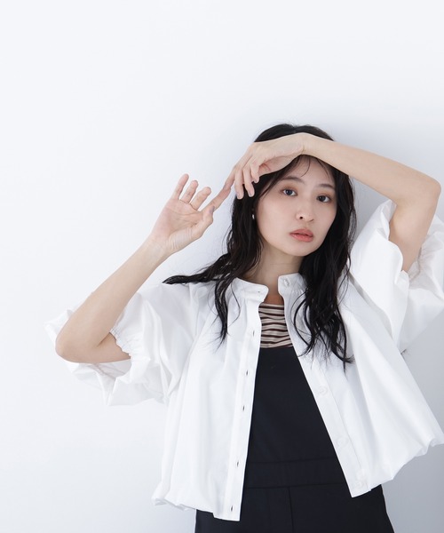 N.(N. Natural Beauty Basic)(エヌエヌナチュラルビューティーベーシック)の「バルーンシャツ(シャツ/ブラウス・レディース・ブラック/オフホワイト/ピンク・フリ-)」の5枚目の写真