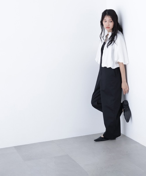 N.(N. Natural Beauty Basic)(エヌエヌナチュラルビューティーベーシック)の「バルーンシャツ(シャツ/ブラウス・レディース・ブラック/オフホワイト/ピンク・フリ-)」の6枚目の写真