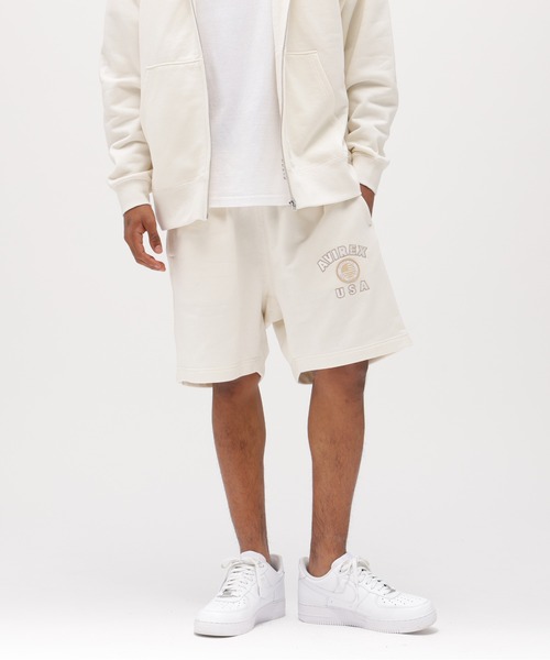AVIREX（アヴィレックス）の「《直営店限定》VARSITY FLAG SWEAT SHORTS / バーシティーフラッグ スウェット ショーツ / AVIREX / アヴィレックス（スウェットパンツ・メンズ・ブラック/オフホワイト・XX-LARGE/X-LARGE/LARGE/MEDIUM）」の3枚目の写真