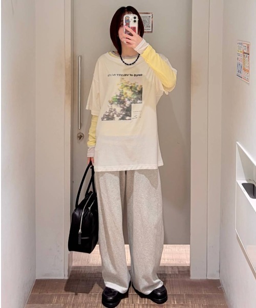 JEANASIS（ジーナシス）の「【選べる着丈】brightフォトコラージュボートネックプリントTEE/668750（Tシャツ/カットソー・レディース・ブラック/ホワイト/チャコールグレー・SMALL/LARGE）」の4枚目の写真