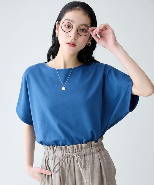 ANY（エニィ）の「プレミアムコットンコクーンプルオーバー（Tシャツ/カットソー・レディース・レッド系/ホワイト系/ピンク系9/スカイブルー系/ダークブラウン系/ベージュ系/ブルー系/グレー系9・F）」の6枚目の写真