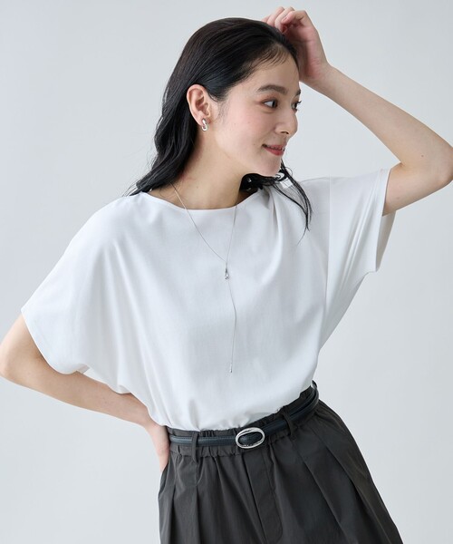 ANY（エニィ）の「プレミアムコットンコクーンプルオーバー（Tシャツ/カットソー・レディース・レッド系/ホワイト系/ピンク系9/スカイブルー系/ダークブラウン系/ベージュ系/ブルー系/グレー系9・F）」の9枚目の写真