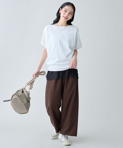 ANY（エニィ）の「プレミアムコットンコクーンプルオーバー（Tシャツ/カットソー・レディース・レッド系/ホワイト系/ピンク系9/スカイブルー系/ダークブラウン系/ベージュ系/ブルー系/グレー系9・F）」の13枚目の写真