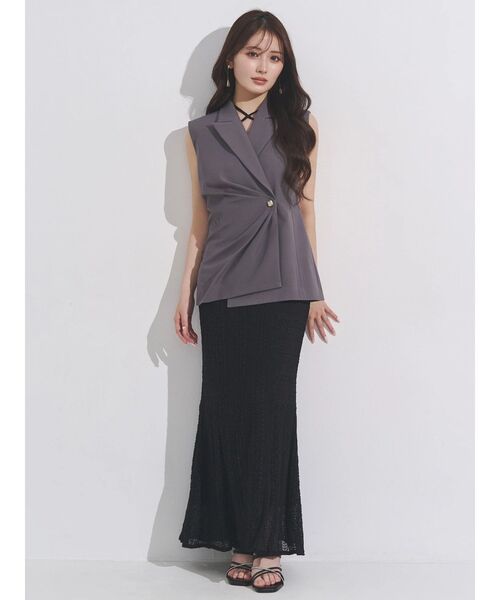 MERCURYDUO(マーキュリーデュオ)の「カットレースブロッキングマーメイドワンピース(ワンピース・レディース・ライトブルー/ブラック/オフホワイト・MEDIUM/SMALL)」の9枚目の写真