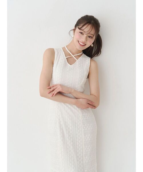 MERCURYDUO(マーキュリーデュオ)の「カットレースブロッキングマーメイドワンピース(ワンピース・レディース・ライトブルー/ブラック/オフホワイト・MEDIUM/SMALL)」の14枚目の写真