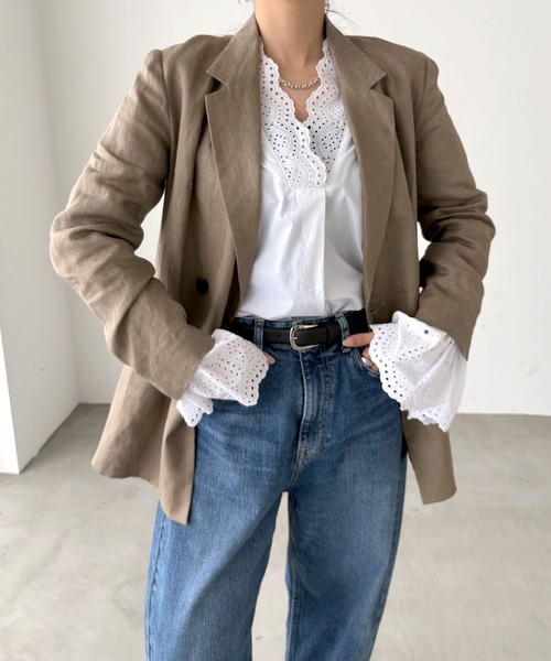 N.O.R.C(ノーク)の「カットワーク刺繍ボリュームスリーブブラウス(シャツ/ブラウス・レディース・ブラック/オフホワイト・フリー)」の5枚目の写真