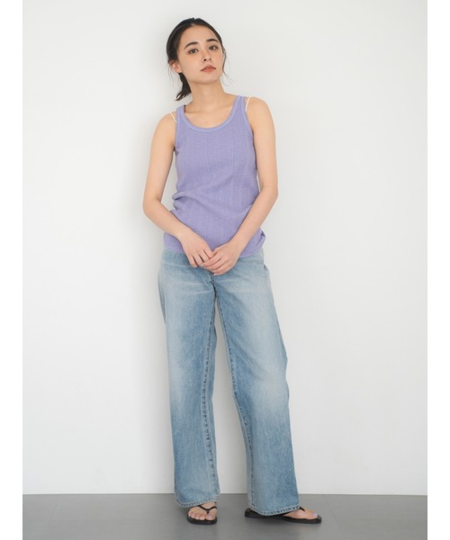 Ungrid（アングリッド）の「ランダムテレコタンクトップ（Tシャツ/カットソー・レディース・オフホワイト/チャコールグレー/ブルー/レッド/モカ/パープル・FREE）」の15枚目の写真