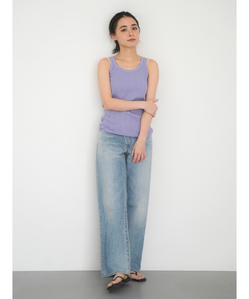 Ungrid（アングリッド）の「ランダムテレコタンクトップ（Tシャツ/カットソー・レディース・オフホワイト/チャコールグレー/ブルー/レッド/モカ/パープル・FREE）」の16枚目の写真