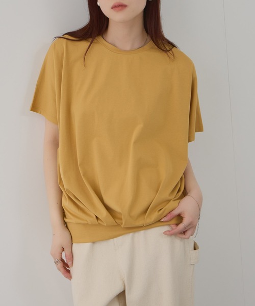 Mac-House(マックハウス)の「FreeNature クルーネック ドルマンTシャツ(Tシャツ/カットソー・レディース・チャコールグレー/グレイッシュベージュ/ホワイト/イエロー・M/L)」の4枚目の写真