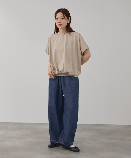 Mac-House(マックハウス)の「FreeNature クルーネック ドルマンTシャツ(Tシャツ/カットソー・レディース・チャコールグレー/グレイッシュベージュ/ホワイト/イエロー・M/L)」の12枚目の写真