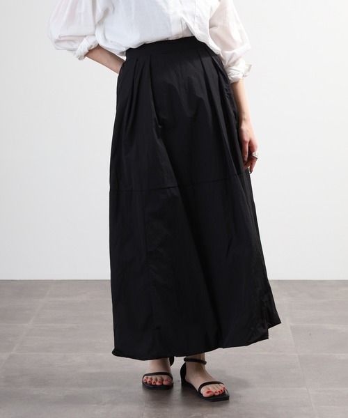 mitis（ミティス）の「mitis ナイロンワッシャー バルーン スカート ウエストゴム（スカート・レディース・ブラック/チャコール/カーキ・M）」の5枚目の写真