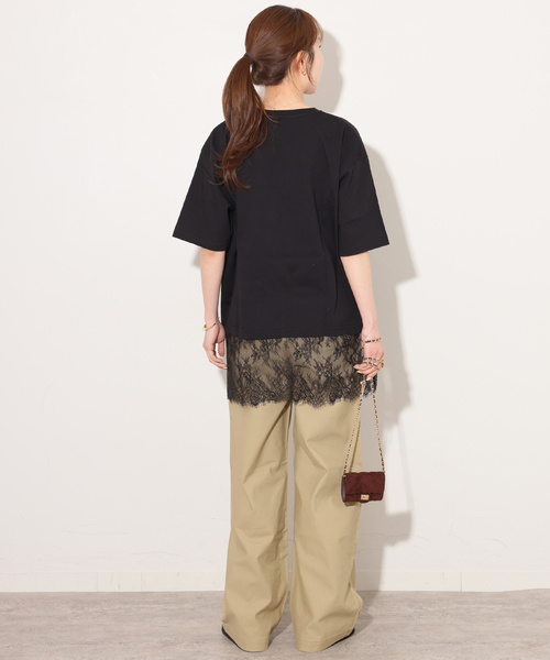 JOURNAL STANDARD relume（ジャーナルスタンダード　レリューム）の「レースヘムTEE（Tシャツ/カットソー・レディース・ブラック/ブラウン/ホワイト・FREE）」の6枚目の写真