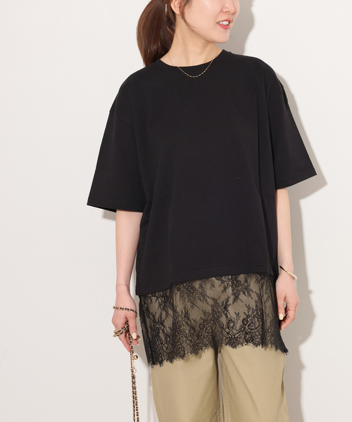 JOURNAL STANDARD relume（ジャーナルスタンダード　レリューム）の「レースヘムTEE（Tシャツ/カットソー・レディース・ブラック/ブラウン/ホワイト・FREE）」の8枚目の写真