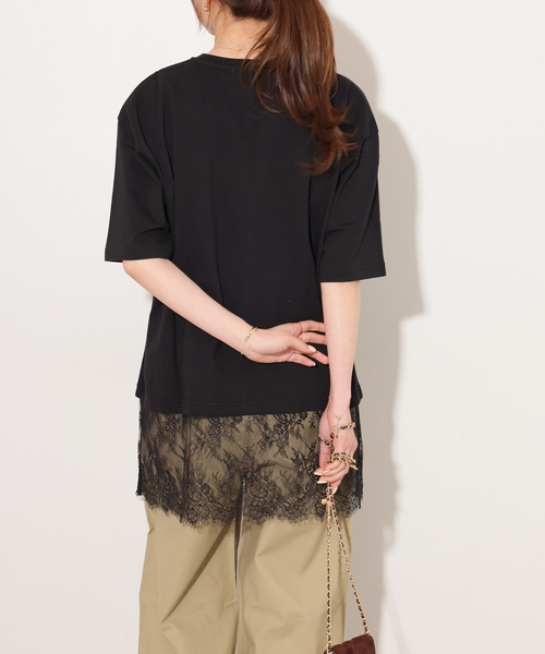 JOURNAL STANDARD relume（ジャーナルスタンダード　レリューム）の「レースヘムTEE（Tシャツ/カットソー・レディース・ブラック/ブラウン/ホワイト・FREE）」の10枚目の写真