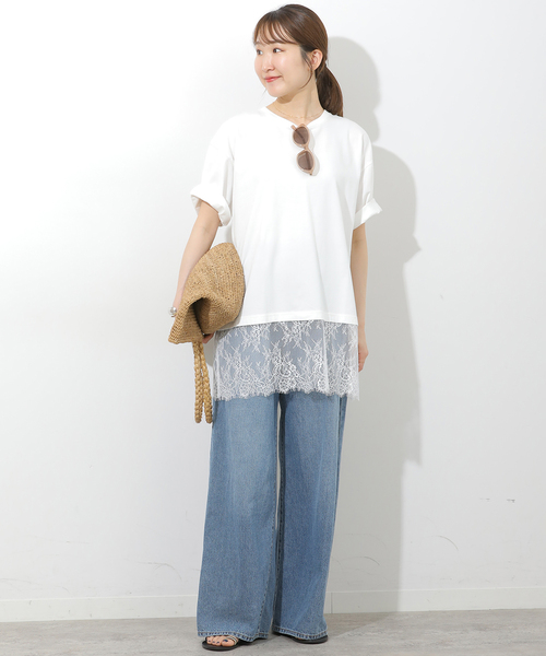 JOURNAL STANDARD relume（ジャーナルスタンダード　レリューム）の「レースヘムTEE（Tシャツ/カットソー・レディース・ブラック/ブラウン/ホワイト・FREE）」の11枚目の写真