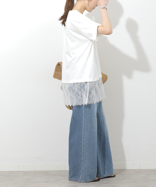 JOURNAL STANDARD relume（ジャーナルスタンダード　レリューム）の「レースヘムTEE（Tシャツ/カットソー・レディース・ブラック/ブラウン/ホワイト・FREE）」の12枚目の写真