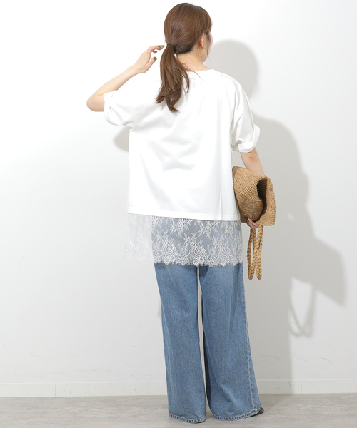 JOURNAL STANDARD relume（ジャーナルスタンダード　レリューム）の「レースヘムTEE（Tシャツ/カットソー・レディース・ブラック/ブラウン/ホワイト・FREE）」の13枚目の写真