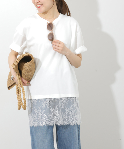 つぅ☆JOURNAL STANDARD relume カットソー JOURNAL STANDARD relume Lacoste 別注 waffle T-shirt