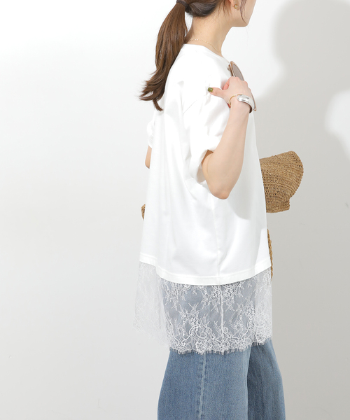 JOURNAL STANDARD relume（ジャーナルスタンダード　レリューム）の「レースヘムTEE（Tシャツ/カットソー・レディース・ブラック/ブラウン/ホワイト・FREE）」の16枚目の写真