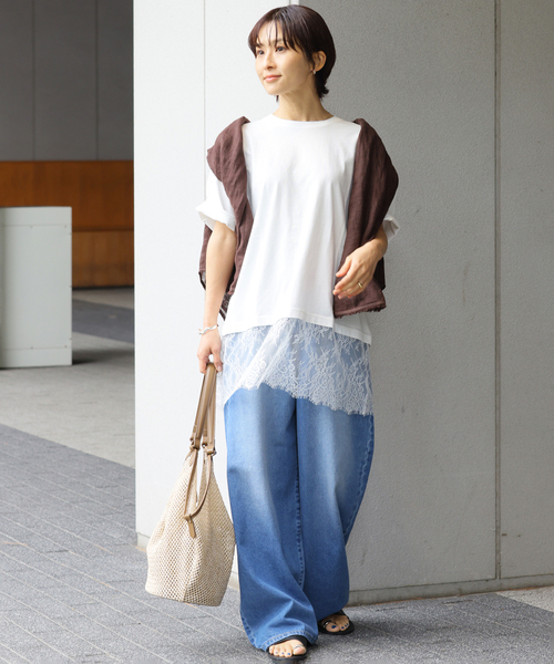 JOURNAL STANDARD relume（ジャーナルスタンダード　レリューム）の「レースヘムTEE（Tシャツ/カットソー・レディース・ブラック/ブラウン/ホワイト・FREE）」の18枚目の写真