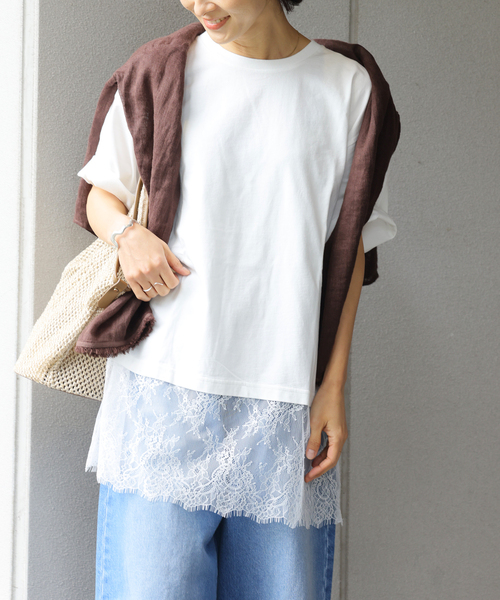 JOURNAL STANDARD relume（ジャーナルスタンダード　レリューム）の「レースヘムTEE（Tシャツ/カットソー・レディース・ブラック/ブラウン/ホワイト・FREE）」の21枚目の写真