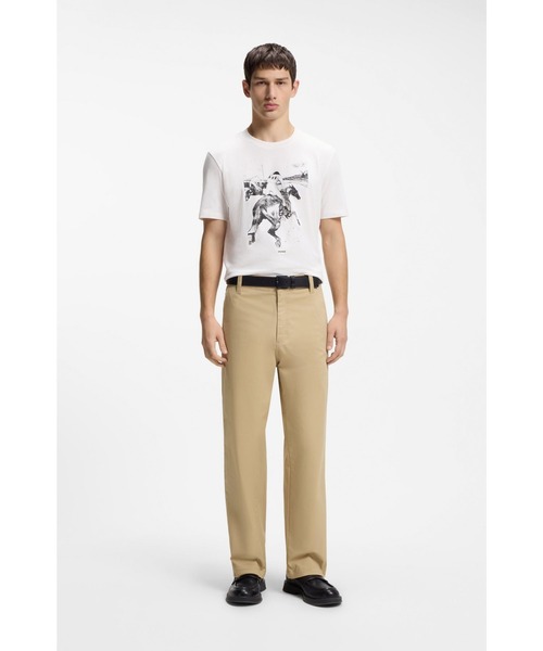 HUGO(ヒューゴ)の「ストレートフィットパンツ シルケット ストレッチコットン(その他パンツ・メンズ・ベージュ・M/XXXL/L/S/XXL/XL)」の3枚目の写真