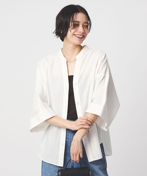 green label relaxing(グリーンレーベルリラクシング)の「ドルマンスリーブ シャツ(シャツ/ブラウス・レディース・オフホワイト/コバルトブルー/ダークグレー・FREE)」の4枚目の写真
