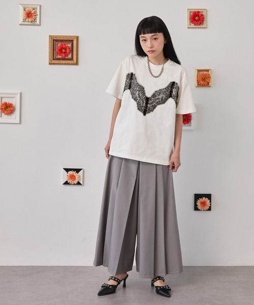 ELUNIS(エルニス)の「レースドッキングTシャツ(Tシャツ/カットソー・レディース・ホワイト/ブラック/レッド・FREE)」の12枚目の写真