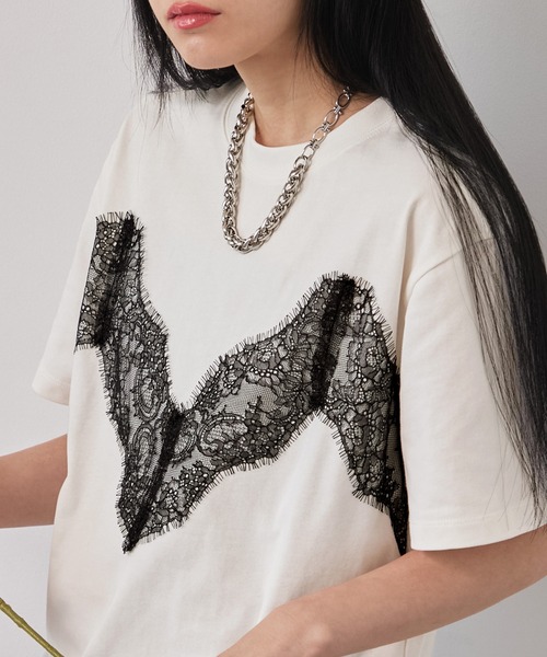 ELUNIS(エルニス)の「レースドッキングTシャツ(Tシャツ/カットソー・レディース・ホワイト/ブラック/レッド・FREE)」の16枚目の写真