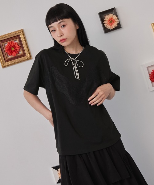 ELUNIS(エルニス)の「レースドッキングTシャツ(Tシャツ/カットソー・レディース・ホワイト/ブラック/レッド・FREE)」の18枚目の写真