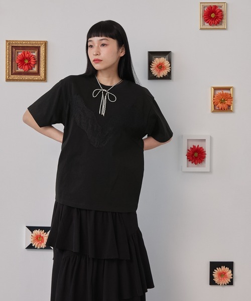 ELUNIS(エルニス)の「レースドッキングTシャツ(Tシャツ/カットソー・レディース・ホワイト/ブラック/レッド・FREE)」の21枚目の写真