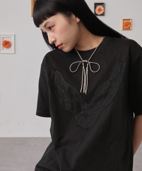 ELUNIS(エルニス)の「レースドッキングTシャツ(Tシャツ/カットソー・レディース・ホワイト/ブラック/レッド・FREE)」の22枚目の写真