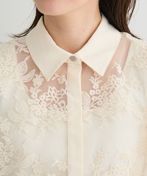 GIVENCHY　星刺繍シャツ　37 ホワイト　比翼 オーガン刺繍比翼シャツ（シャツ/ブラウス）｜Green Parks（グリーン