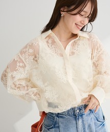 オーガン刺繍比翼シャツ
