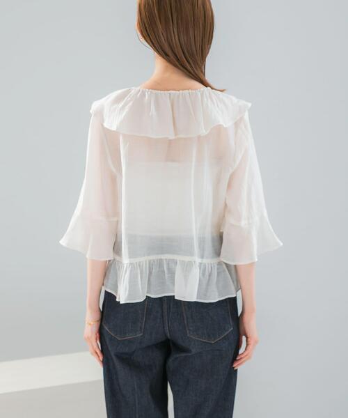 URBAN RESEARCH ROSSO WOMEN(アーバンリサーチ ロッソ)の「シアーフリルブラウス(シャツ/ブラウス・レディース・ネイビー/レッド/オフホワイト・FREE)」の15枚目の写真