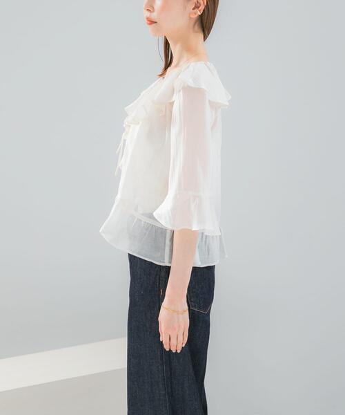 URBAN RESEARCH ROSSO WOMEN(アーバンリサーチ ロッソ)の「シアーフリルブラウス(シャツ/ブラウス・レディース・ネイビー/レッド/オフホワイト・FREE)」の16枚目の写真
