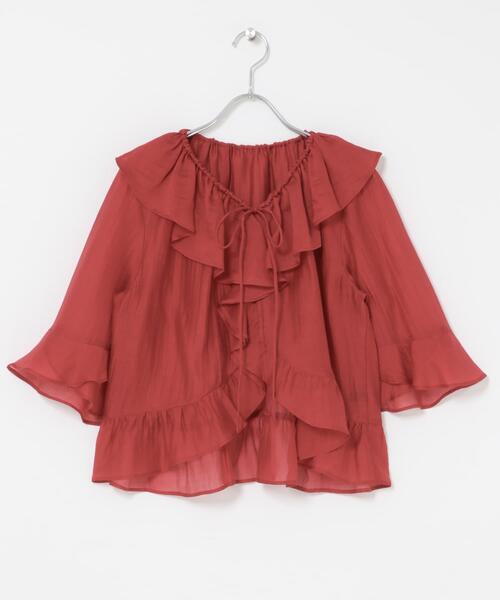 URBAN RESEARCH ROSSO WOMEN(アーバンリサーチ ロッソ)の「シアーフリルブラウス(シャツ/ブラウス・レディース・ネイビー/レッド/オフホワイト・FREE)」の10枚目の写真