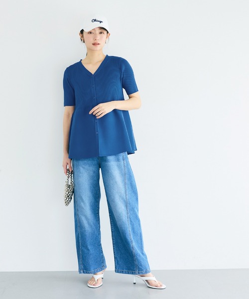 coca(coca)(コカ)の「【WEB限定セール】ぺプラムニットカーディガン(カーディガン/ボレロ・レディース・ブルー/ブラック・S/M/L)」の14枚目の写真