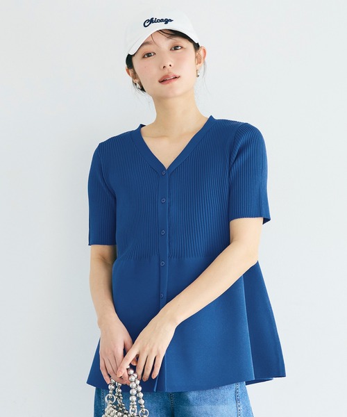 coca(coca)(コカ)の「【WEB限定セール】ぺプラムニットカーディガン(カーディガン/ボレロ・レディース・ブルー/ブラック・S/M/L)」の6枚目の写真