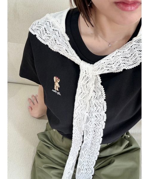 LILY BROWN(リリーブラウン)の「【Lily Bear】コンパクトTシャツ(接触冷感)(Tシャツ/カットソー・レディース・イエロー/ホワイト/ピンク/ブラック/ブルー・F)」の3枚目の写真