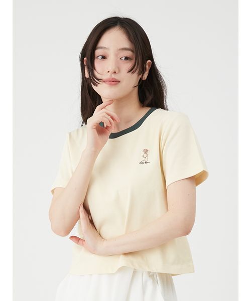 LILY BROWN(リリーブラウン)の「【Lily Bear】コンパクトTシャツ(接触冷感)(Tシャツ/カットソー・レディース・イエロー/ホワイト/ピンク/ブラック/ブルー・F)」の11枚目の写真
