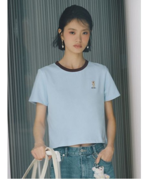 LILY BROWN(リリーブラウン)の「【Lily Bear】コンパクトTシャツ(接触冷感)(Tシャツ/カットソー・レディース・イエロー/ホワイト/ピンク/ブラック/ブルー・F)」の4枚目の写真