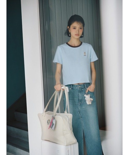 LILY BROWN(リリーブラウン)の「【Lily Bear】コンパクトTシャツ(接触冷感)(Tシャツ/カットソー・レディース・イエロー/ホワイト/ピンク/ブラック/ブルー・F)」の6枚目の写真