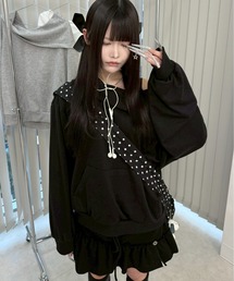 Never mind the XU / Chikashitsu+ | 【nmtc+】2way hood off-shoulder sweat shirts / 【エヌエムティーシープラス】ツーウェイフードオフショルダースウェットシャツ <着用動画あり>(スウェット)