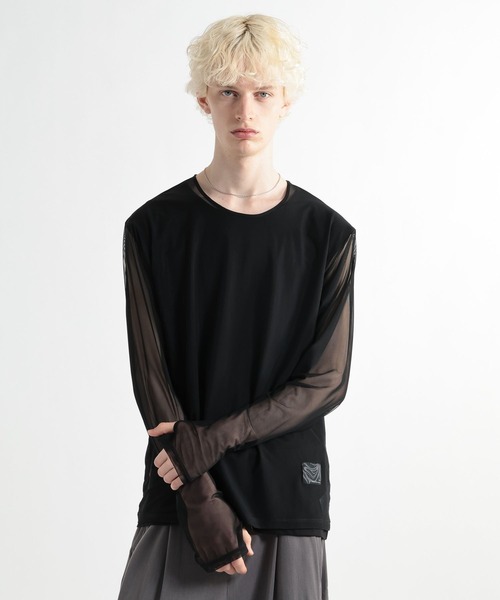HARE(ハレ)の「レイヤードシアーカット(HARE)(Tシャツ/カットソー・メンズ・オレンジ/ブラック・FREE)」の2枚目の写真